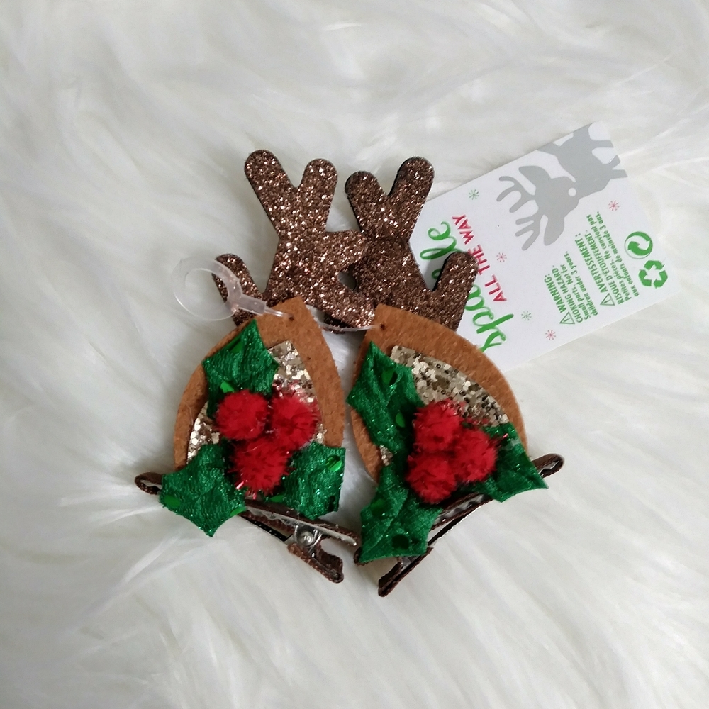 Claire's Christmas Reindeer Ear Barrette Clips